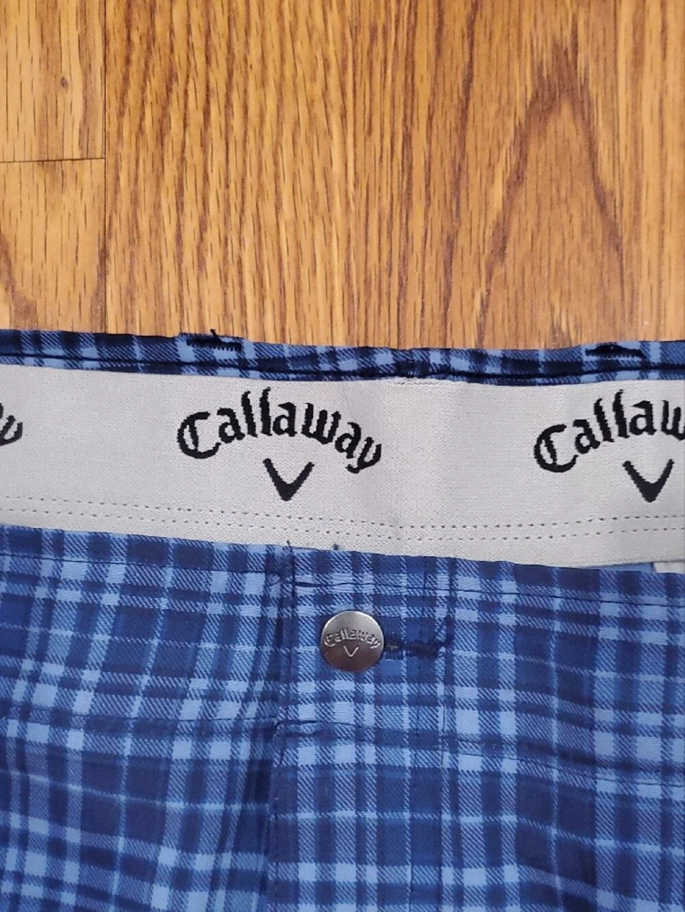 Callaway Blue Plaid Flat-Front Golf Shorts